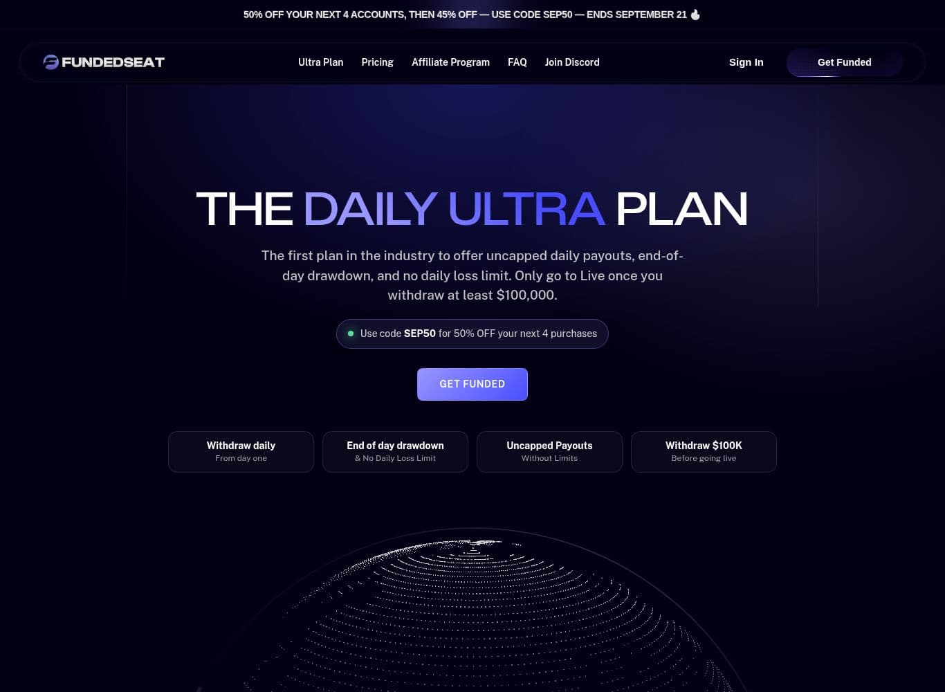 Daily Ultra plan page stating an 80 percent split against the sitewide 90 percent claim