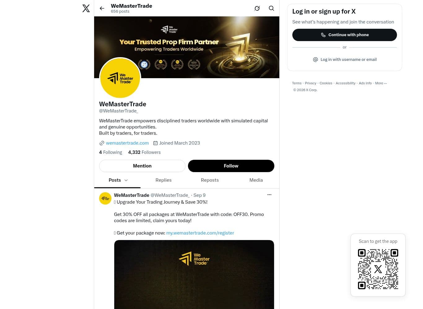 Official X profile linked from the firm's own footer