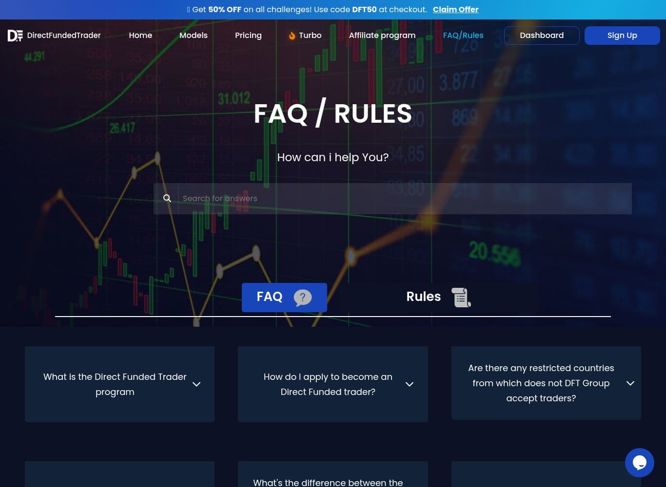 FAQ and Trading Rules carrying the payout cadence, the undefined consistency rule and the prohibited strategy list