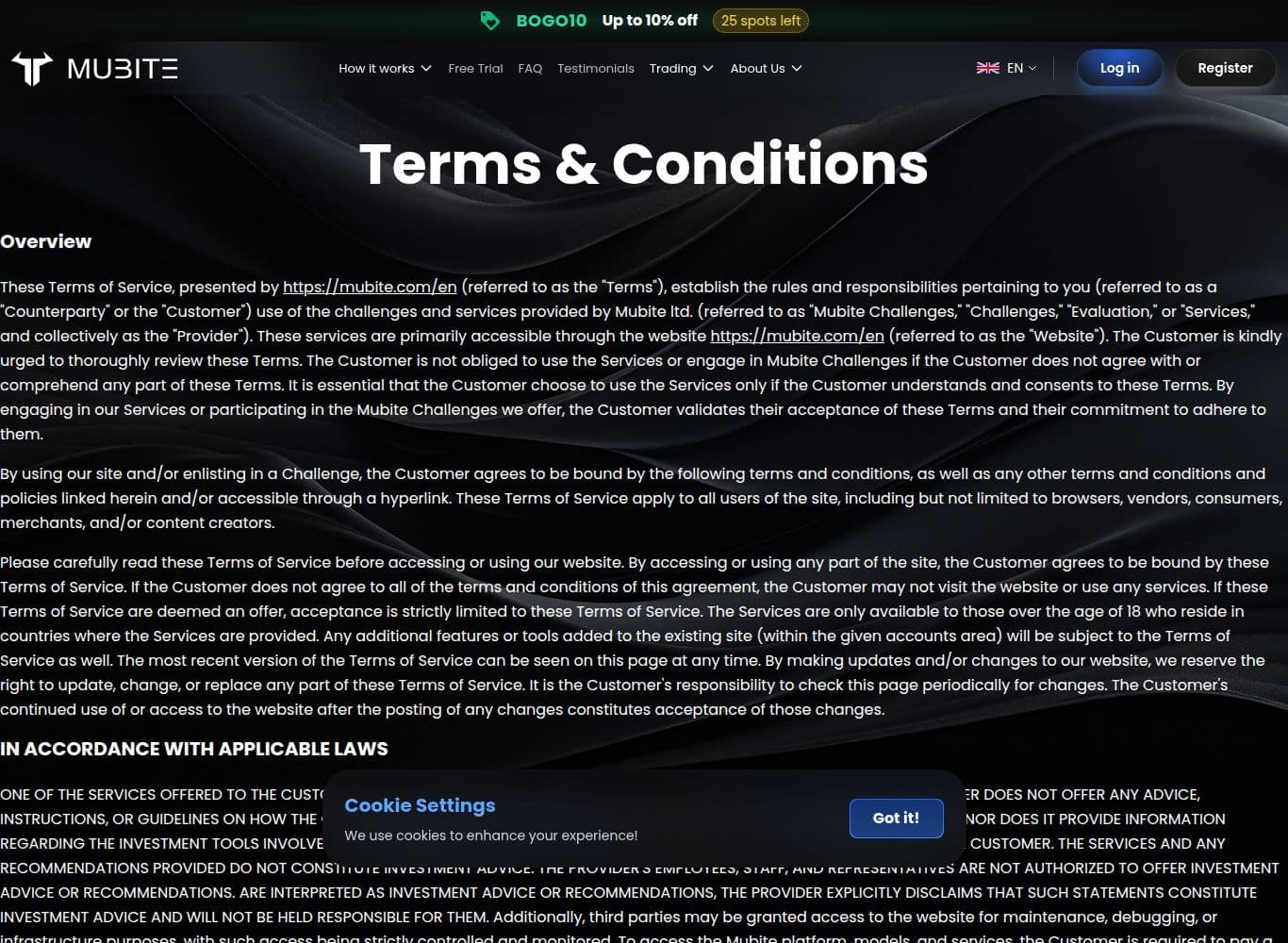 Mubite Terms Section 18.4.4, the sole-discretion withdrawal adjustment for risk concentration