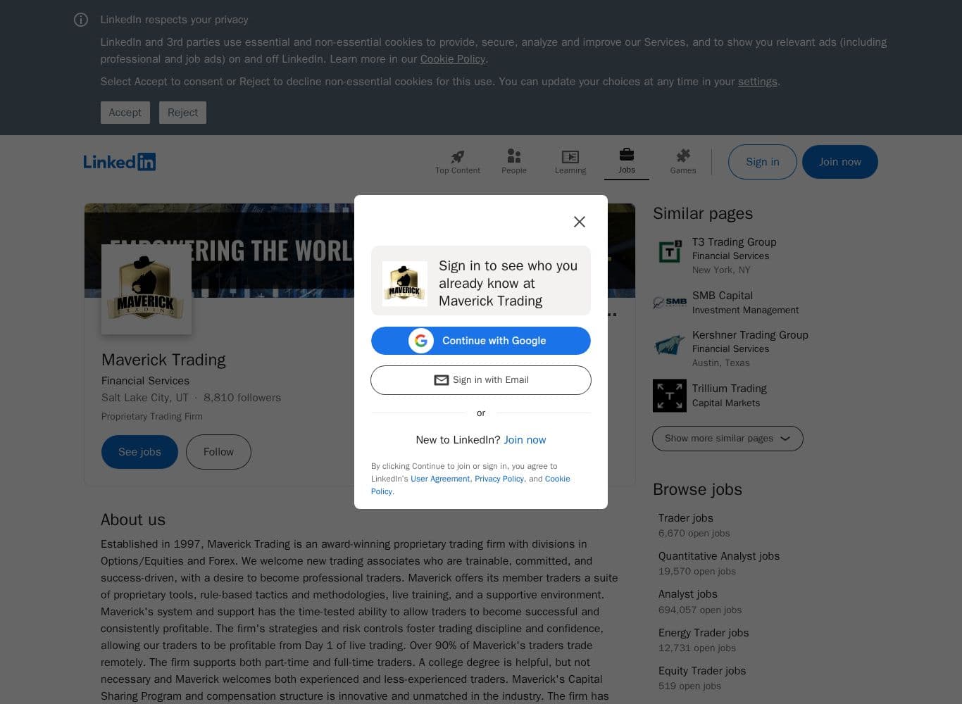 Official LinkedIn page showing 8,810 followers, 172 employees and the Salt Lake City street address