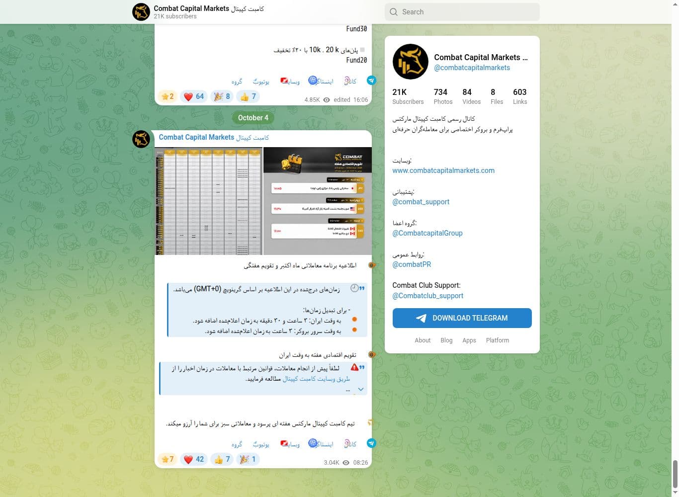 Official Telegram channel, 21,000 subscribers, posting daily including payout proofs and operational notices