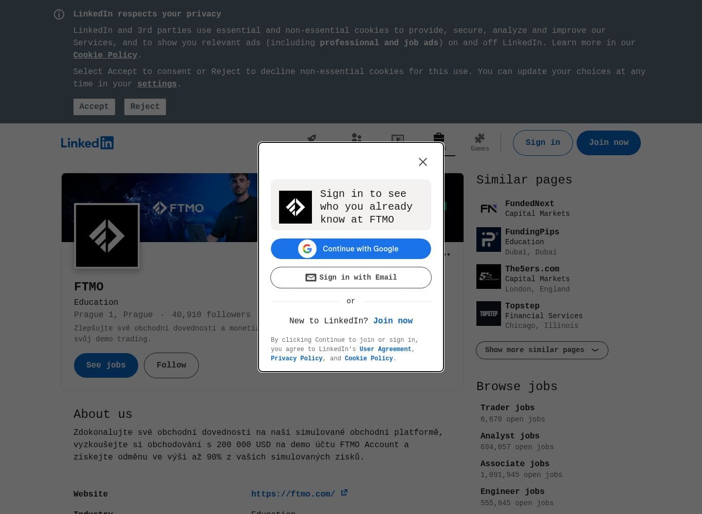 Official FTMO LinkedIn company page