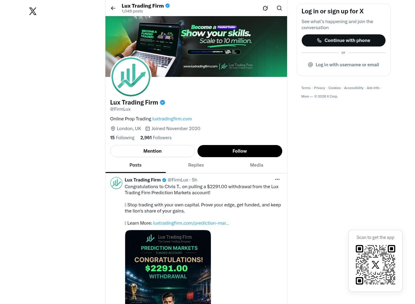 Official Lux Trading Firm X profile