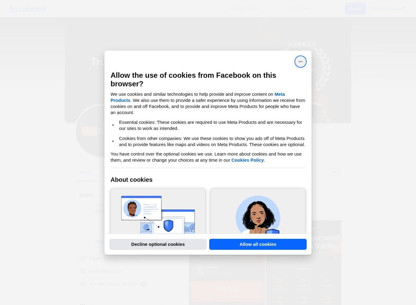 Official OneFunded Facebook page showing follower count