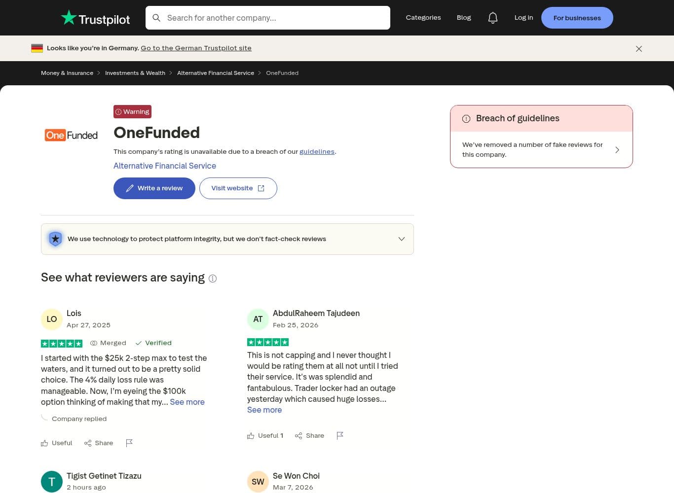 Official trustpilot profile