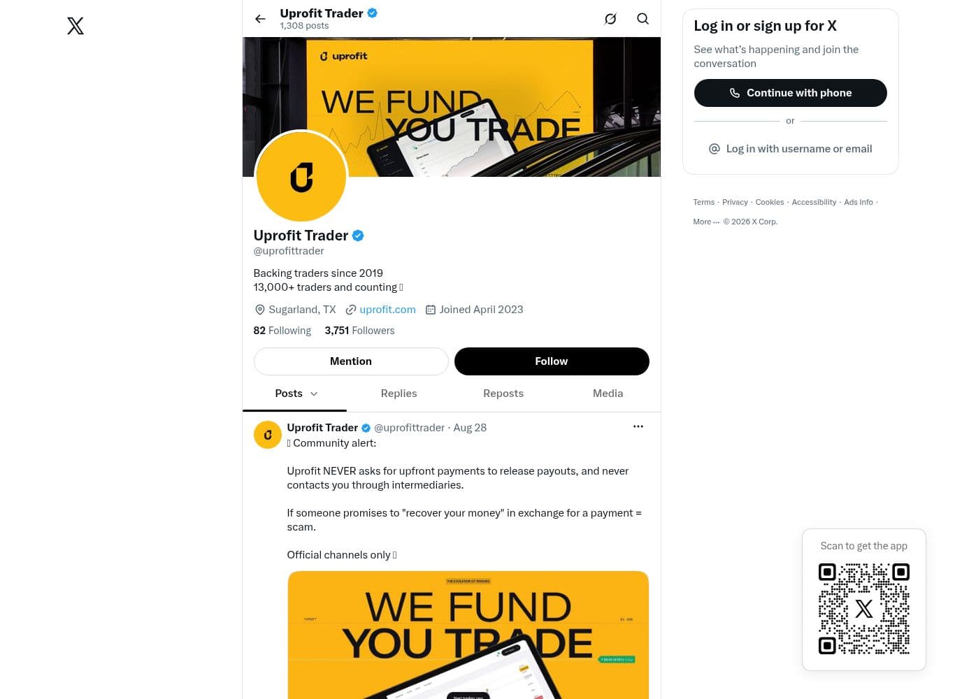Official UProfit account on X