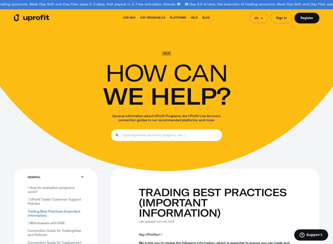 UProfit trading best practices article setting out prohibited practices and post-hoc scalping assessment