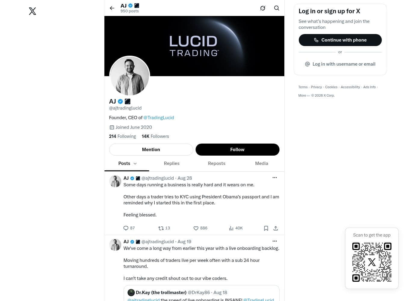 Official x profile