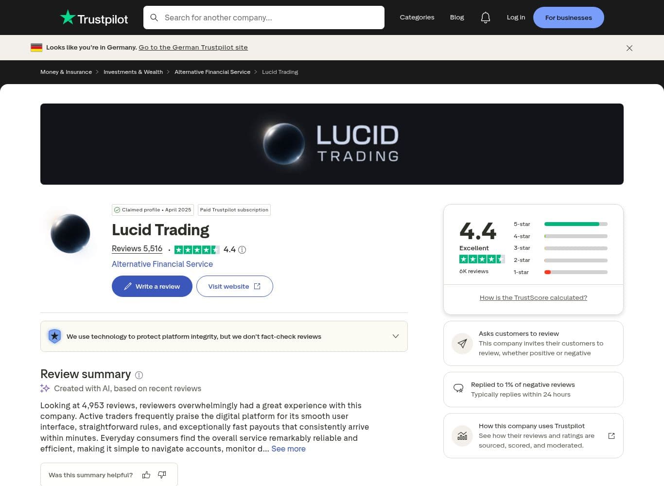 Official trustpilot profile
