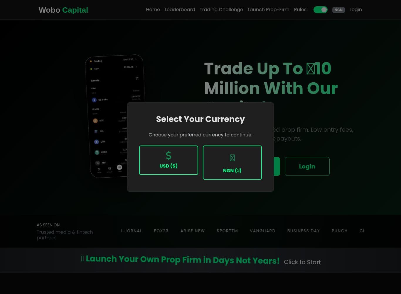The as seen on strip naming Forbes, Bloomberg, CNBC and the BBC as media partners