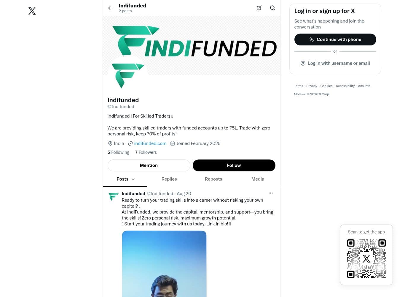 Official IndiFunded account on X