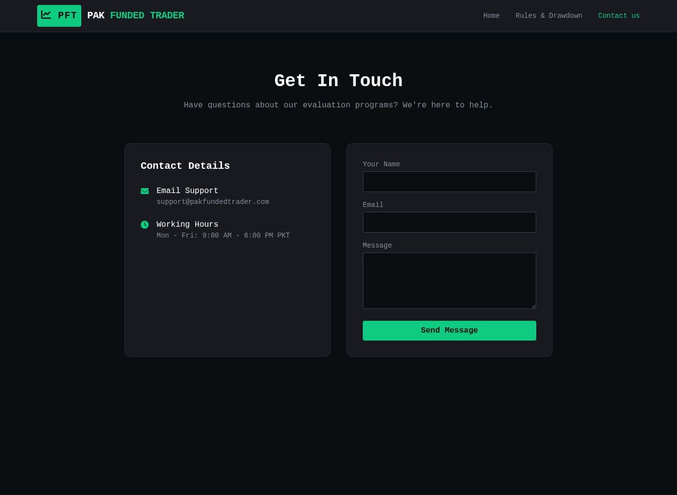 Contact page showing a single support mailbox and weekday business hours only