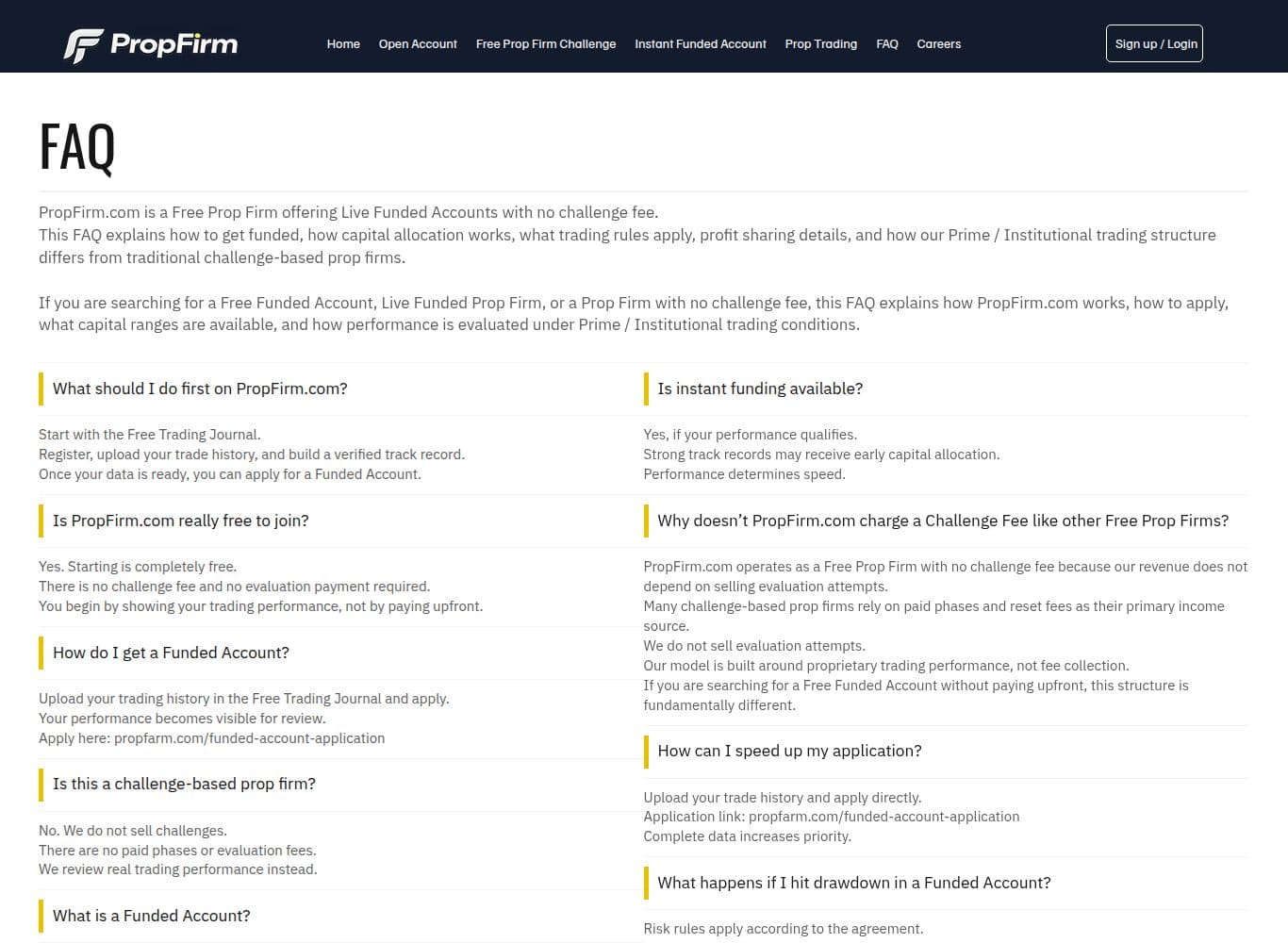 FAQ claiming no challenge fee and non-simulated live funded accounts
