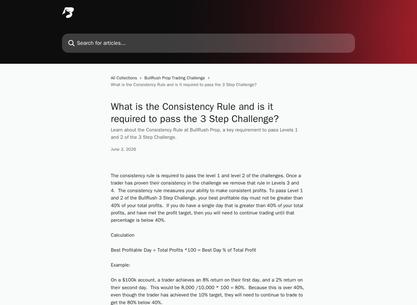The published 40% numeric consistency threshold, removed once a trader reaches Level 3