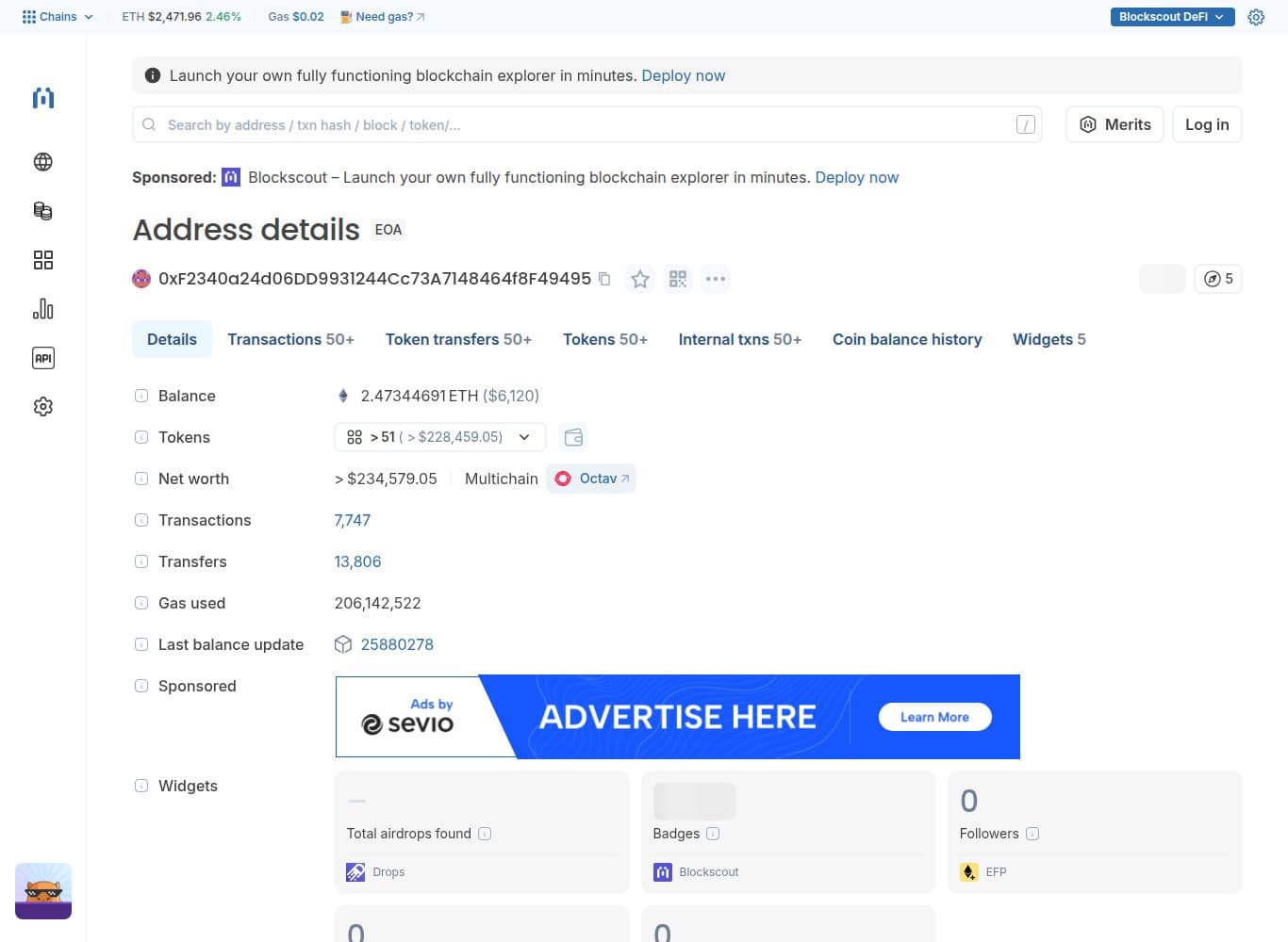 On-chain record of the payout wallet the firm publishes on its own payouts page