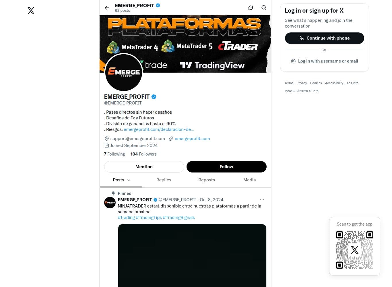 Official X account linked from the site footer