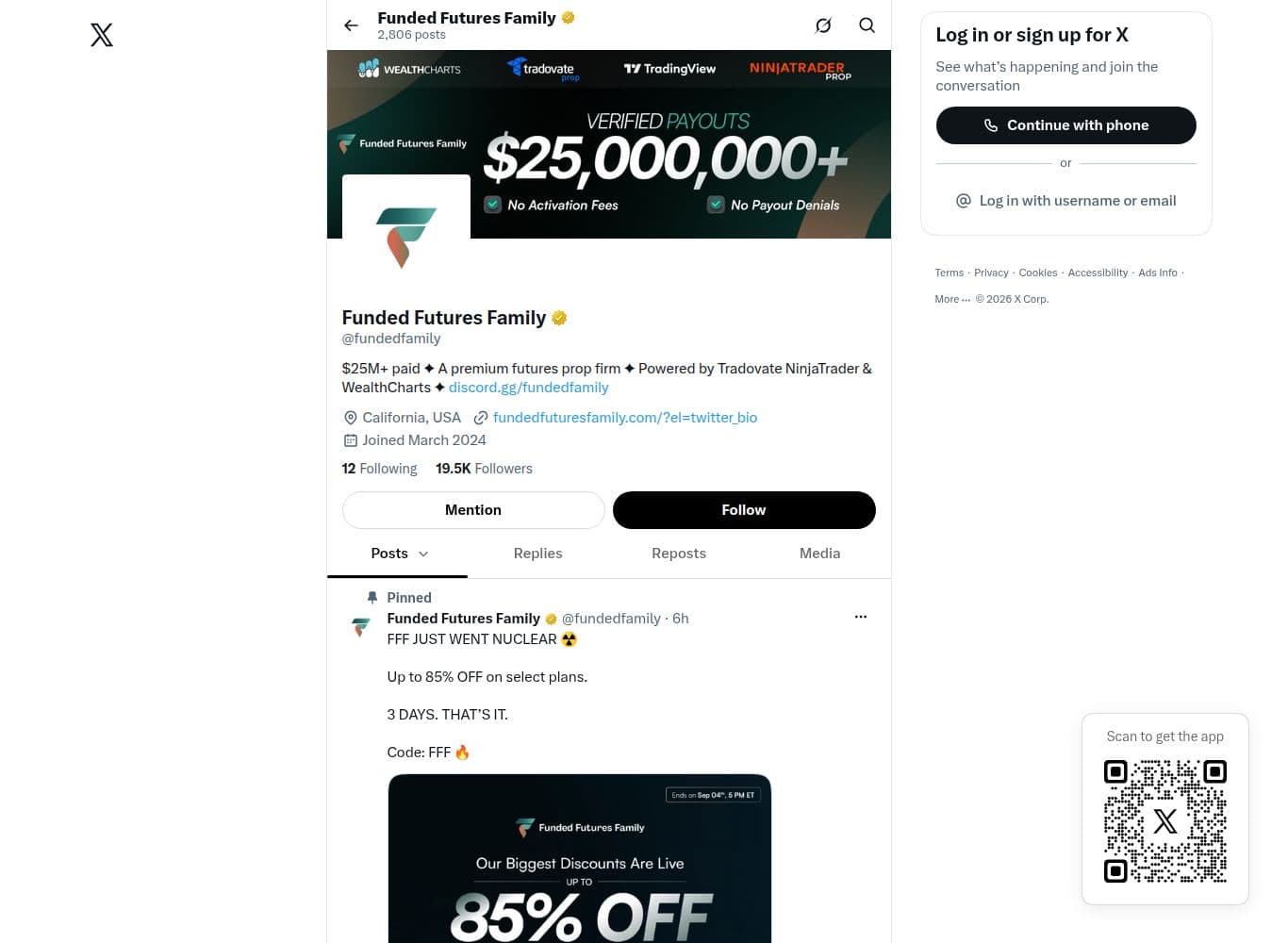 Official X account for Funded Futures Family