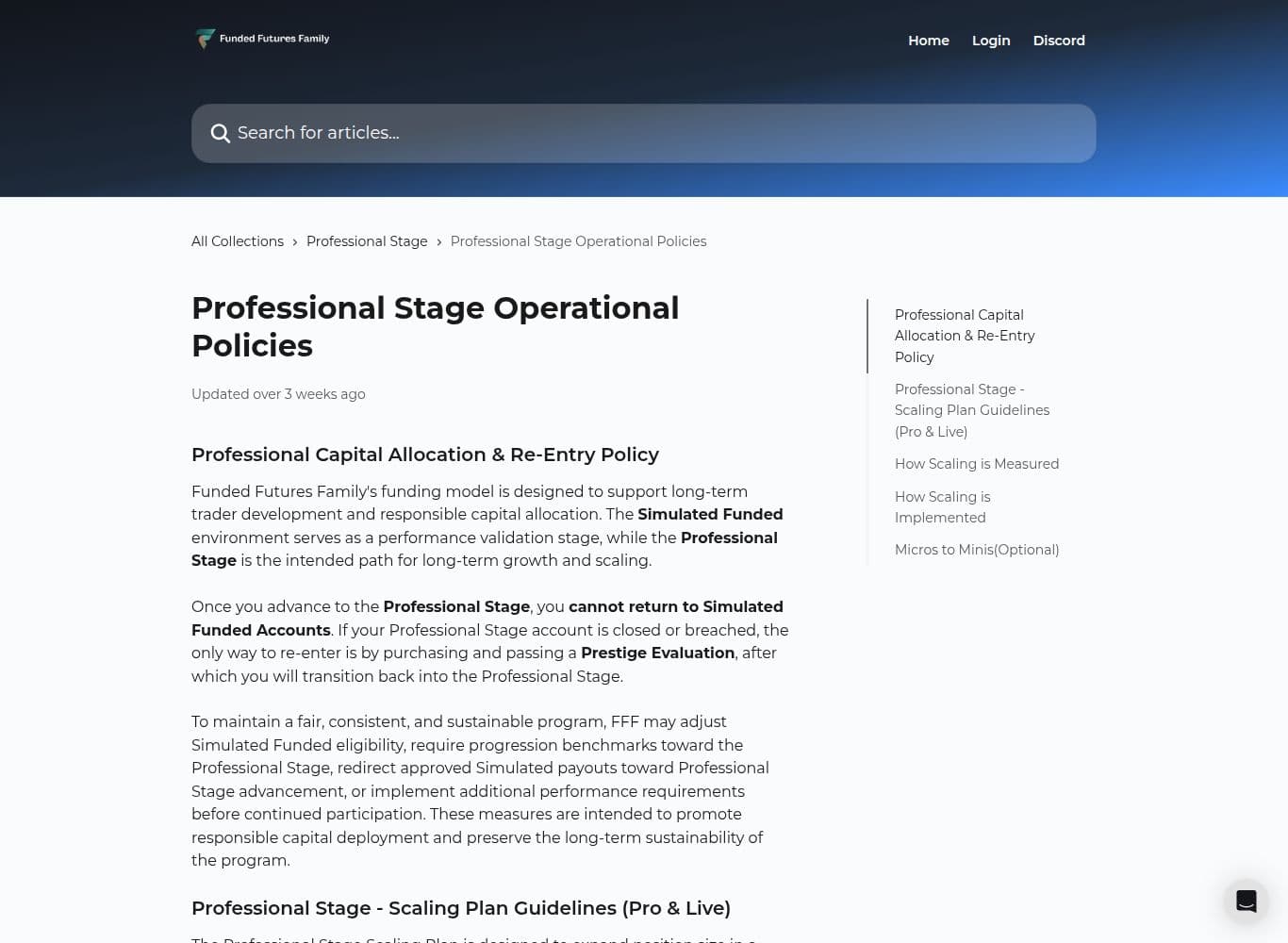 Professional Stage policy reserving the right to redirect approved simulated payouts