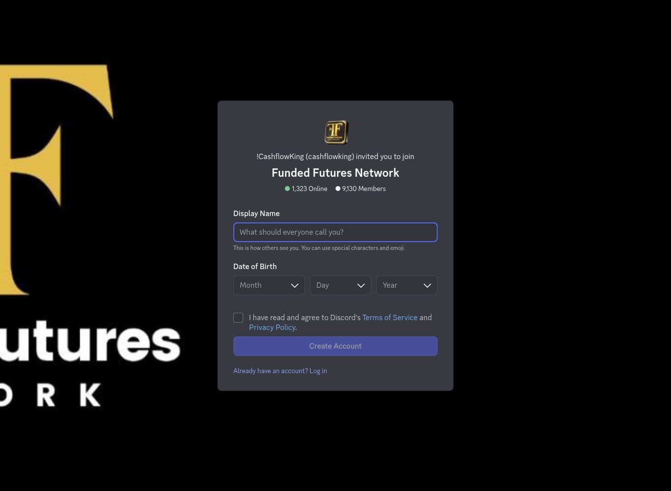 Official FFN Discord invite showing member and online counts