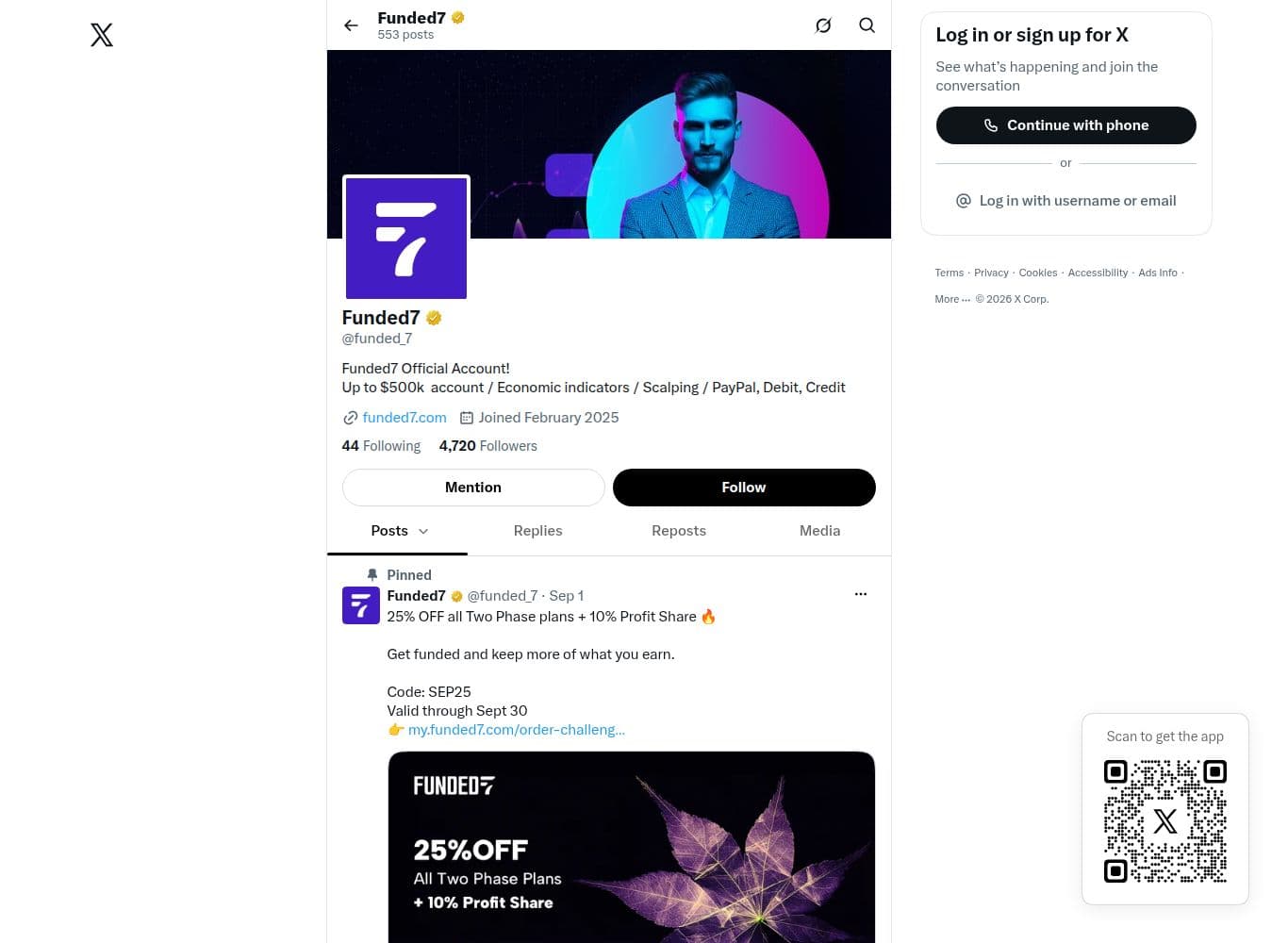 Funded7 official X account