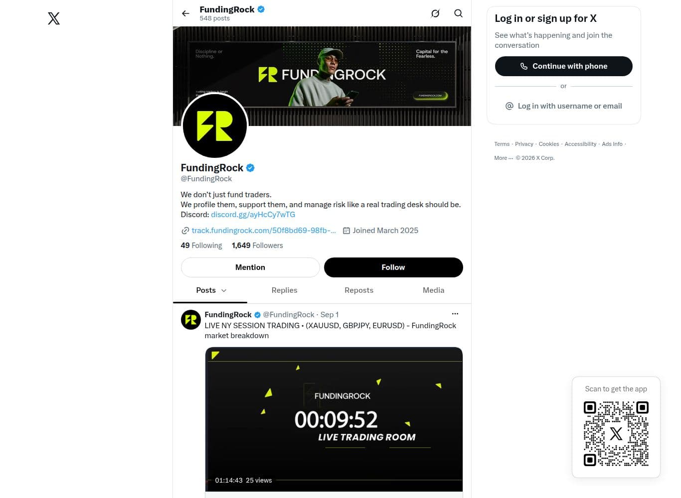 Official FundingRock account on X
