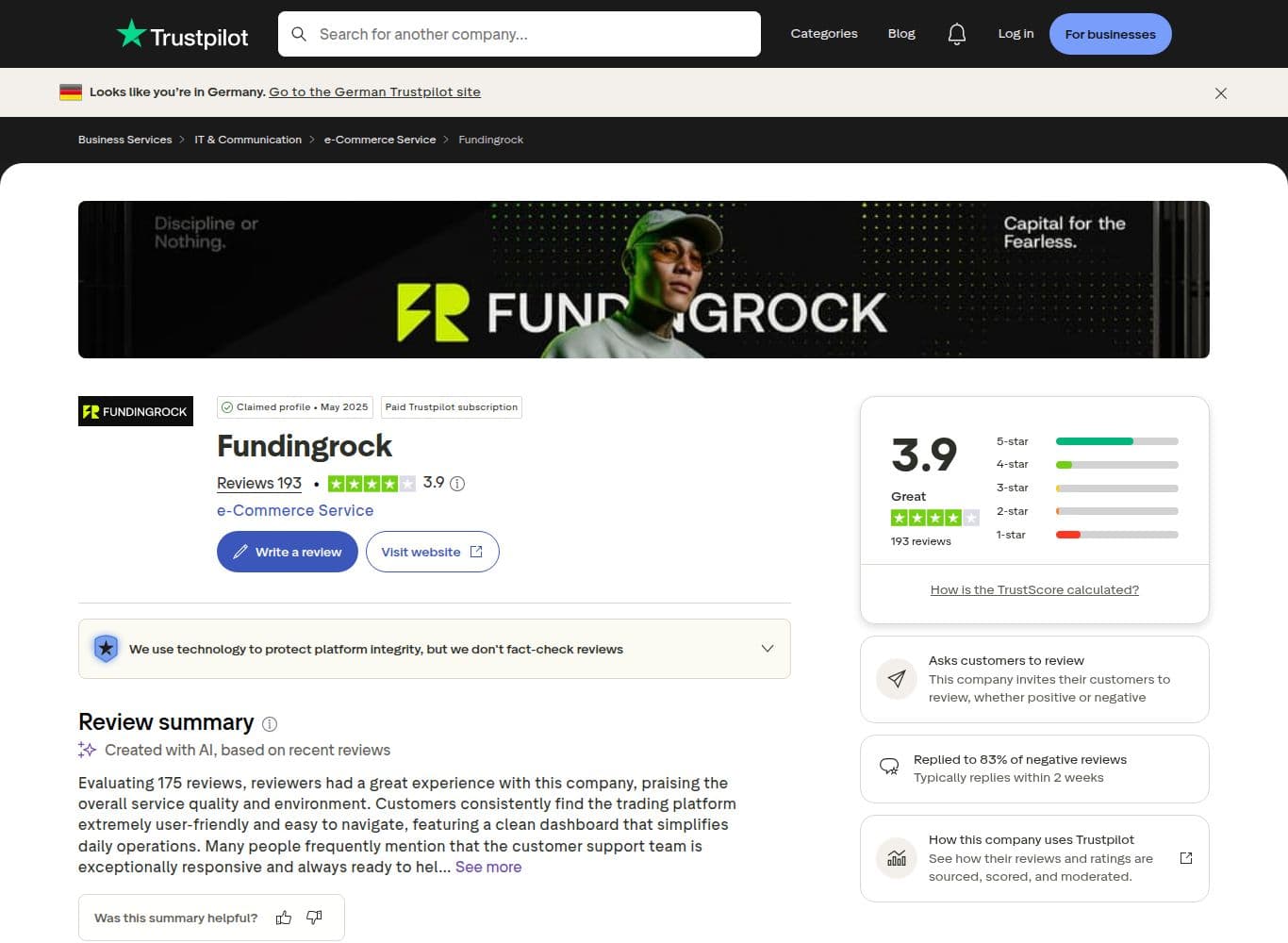 One-star Trustpilot reviews including the July 2026 account termination after a payout request and the alleged waiver of public comment