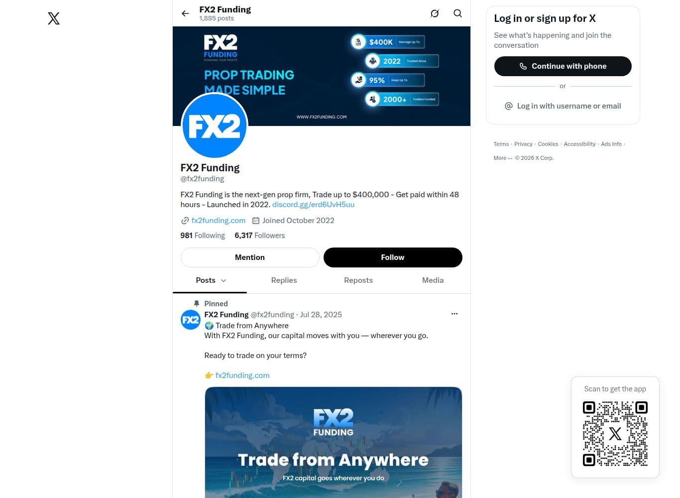 Official X profile linked from the site footer