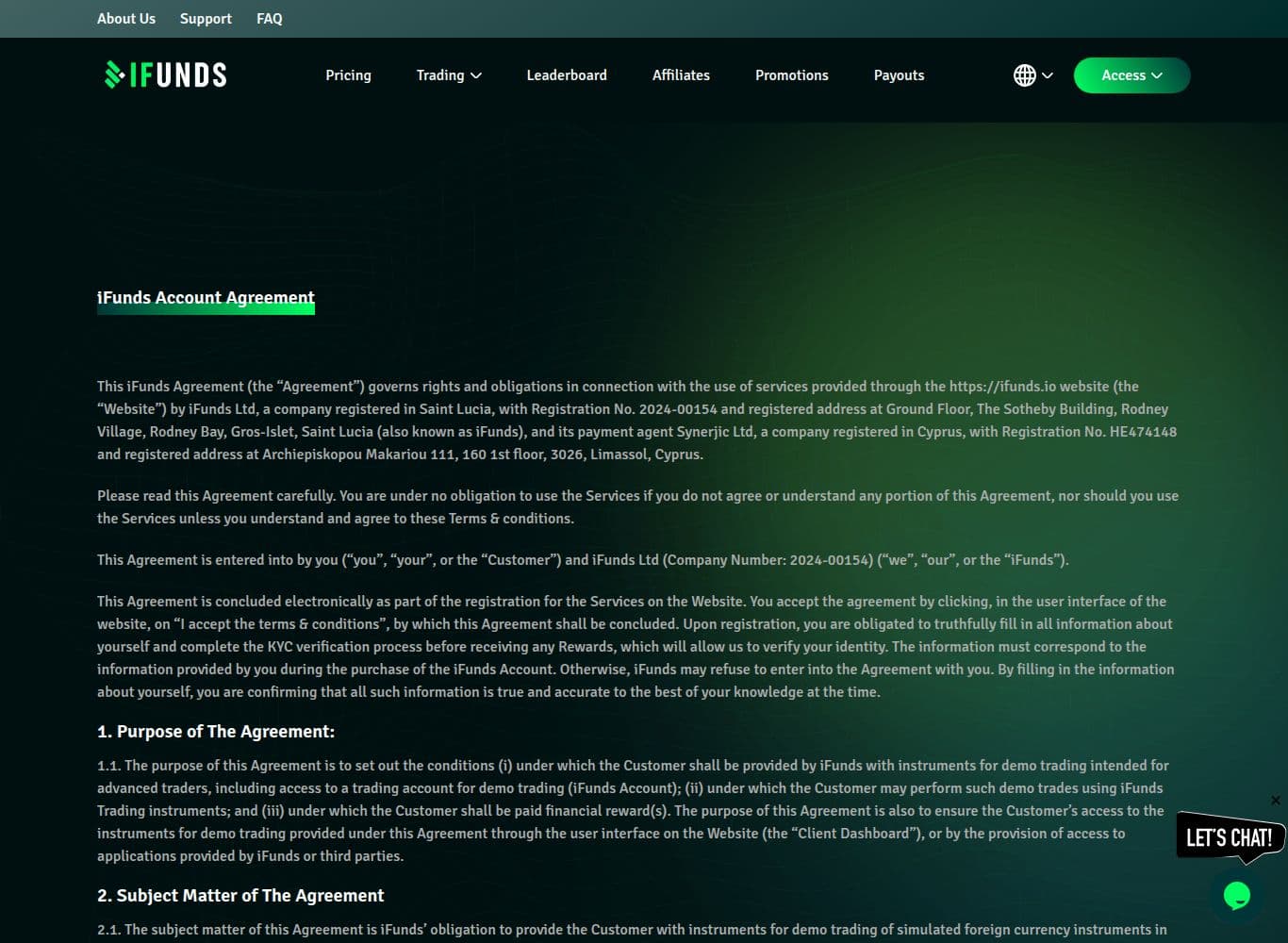 iFunds Terms of User setting out Forbidden Trading Practices and the firm's discretion to void trades and rewards