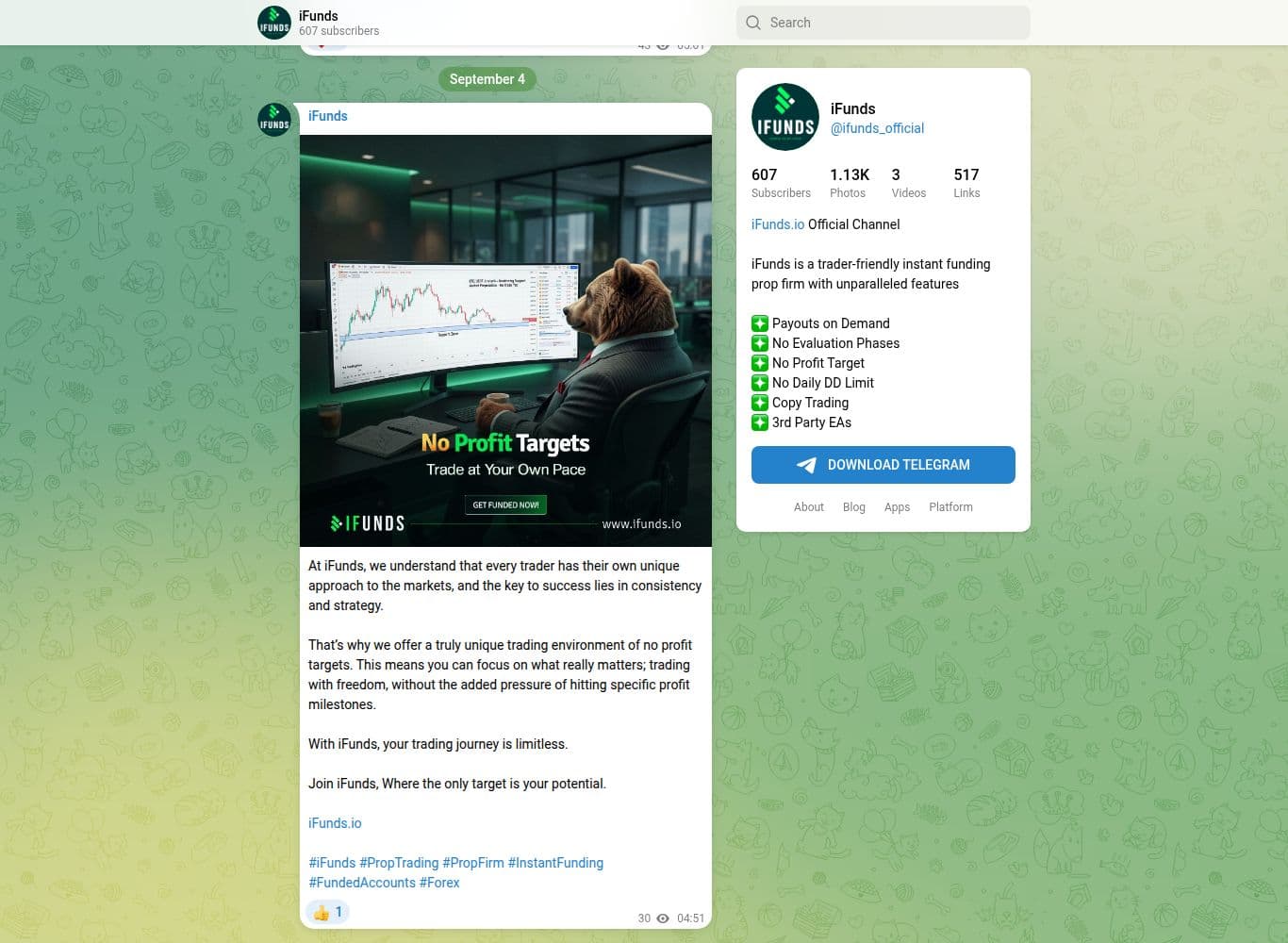 Official iFunds Telegram channel, posting daily
