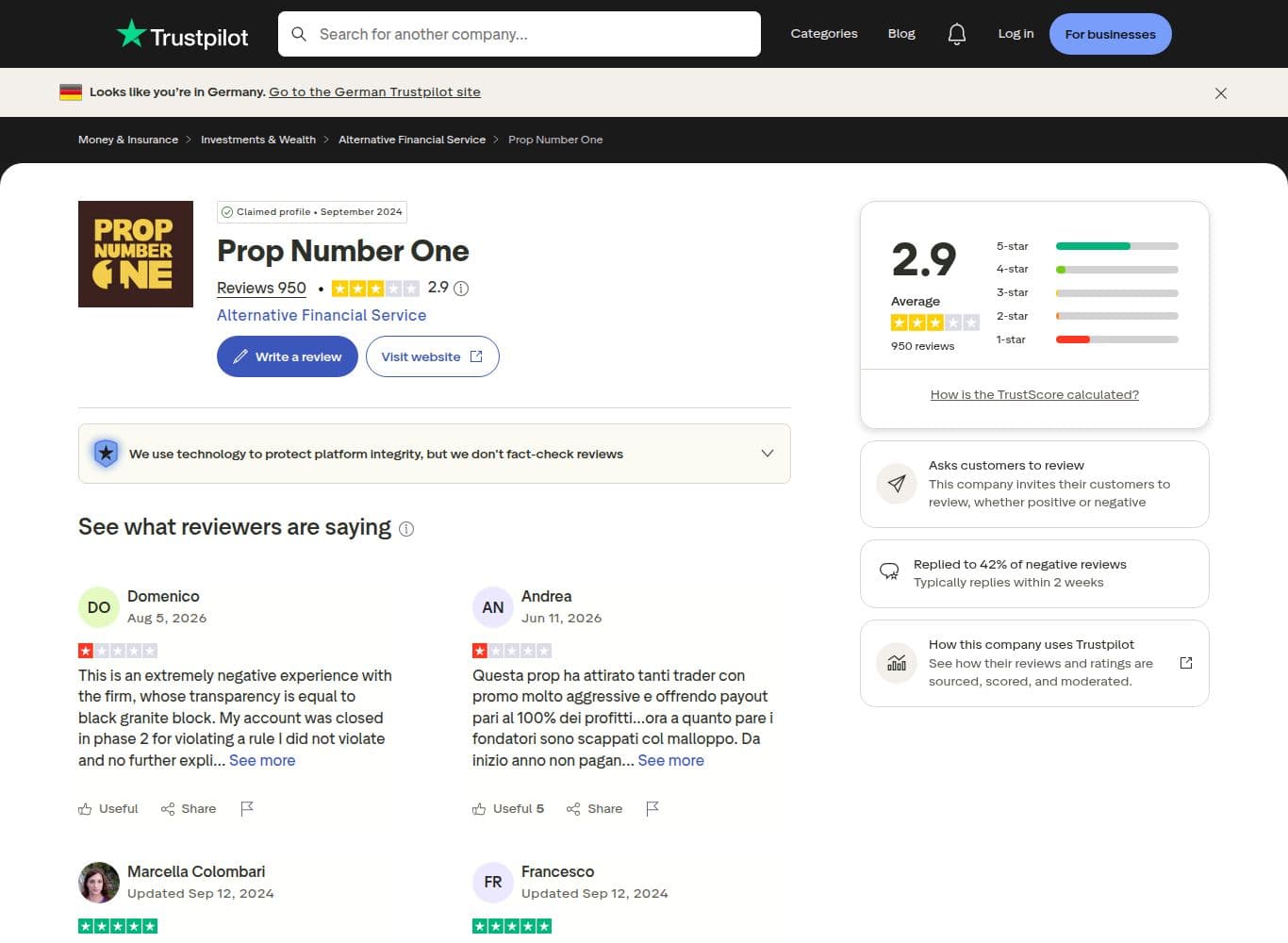 The one-star tail: approved payouts unpaid for months, February to September 2026