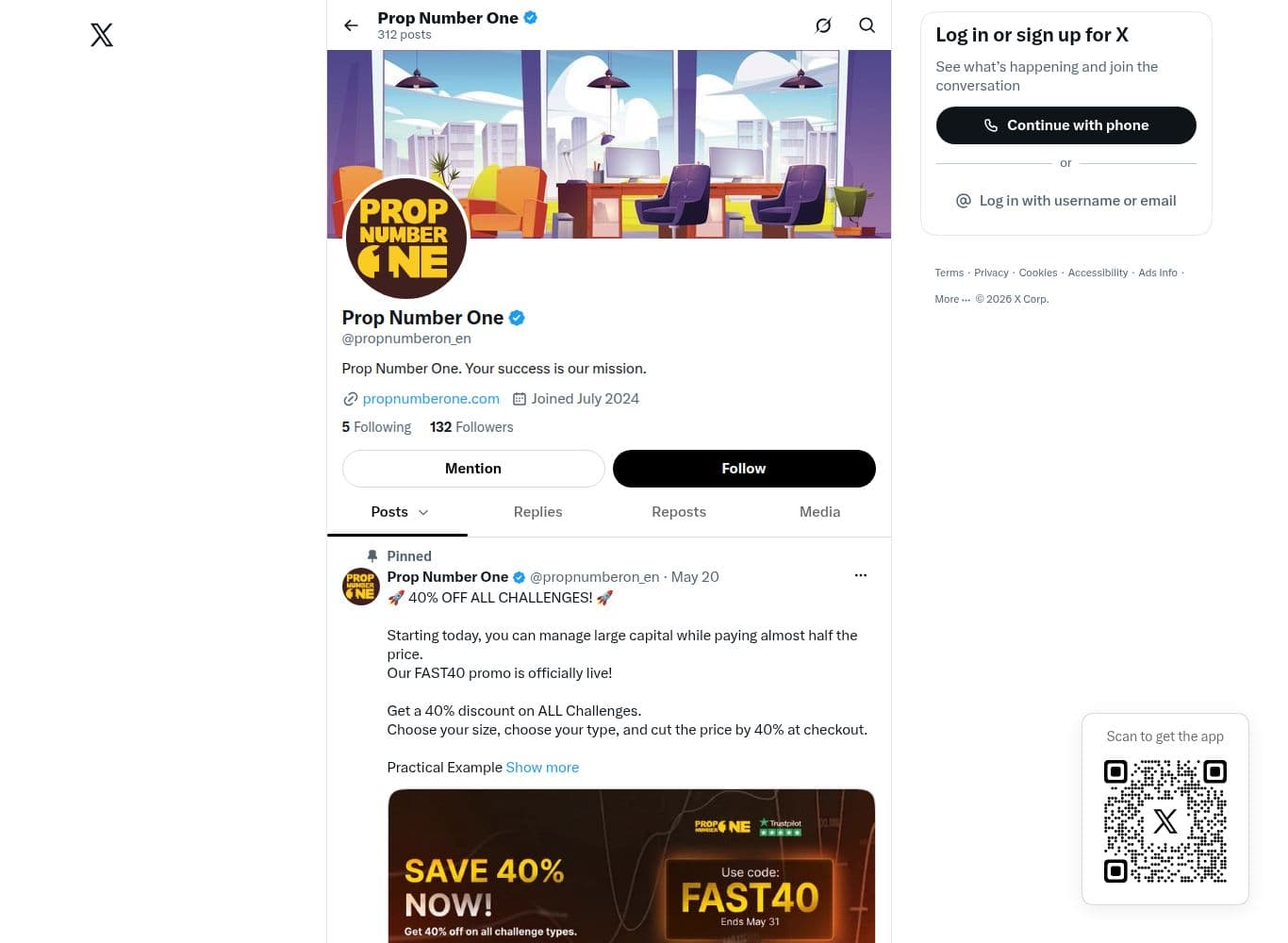 Official X account linked from the firm's own site