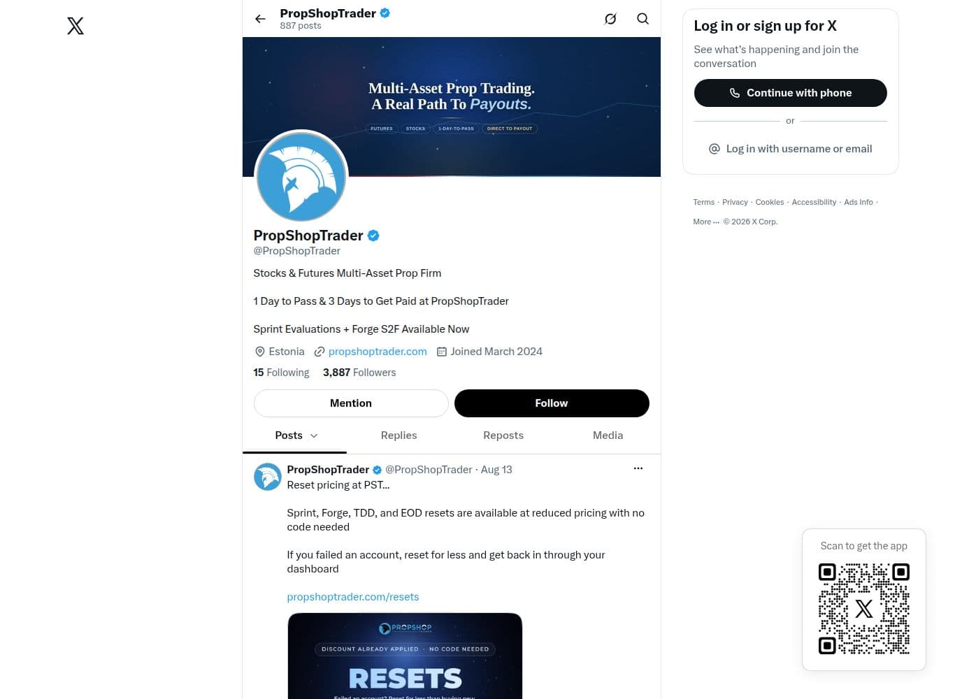 Official PropShopTrader account on X