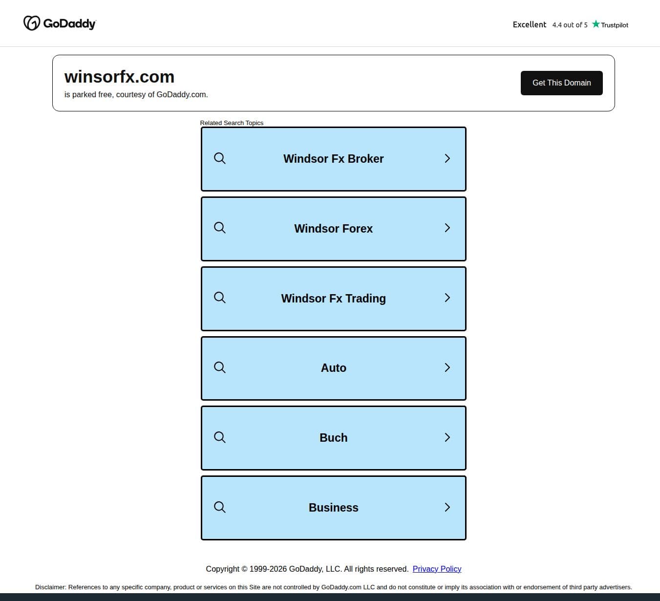 Homepage of winsorfx.com as we captured it