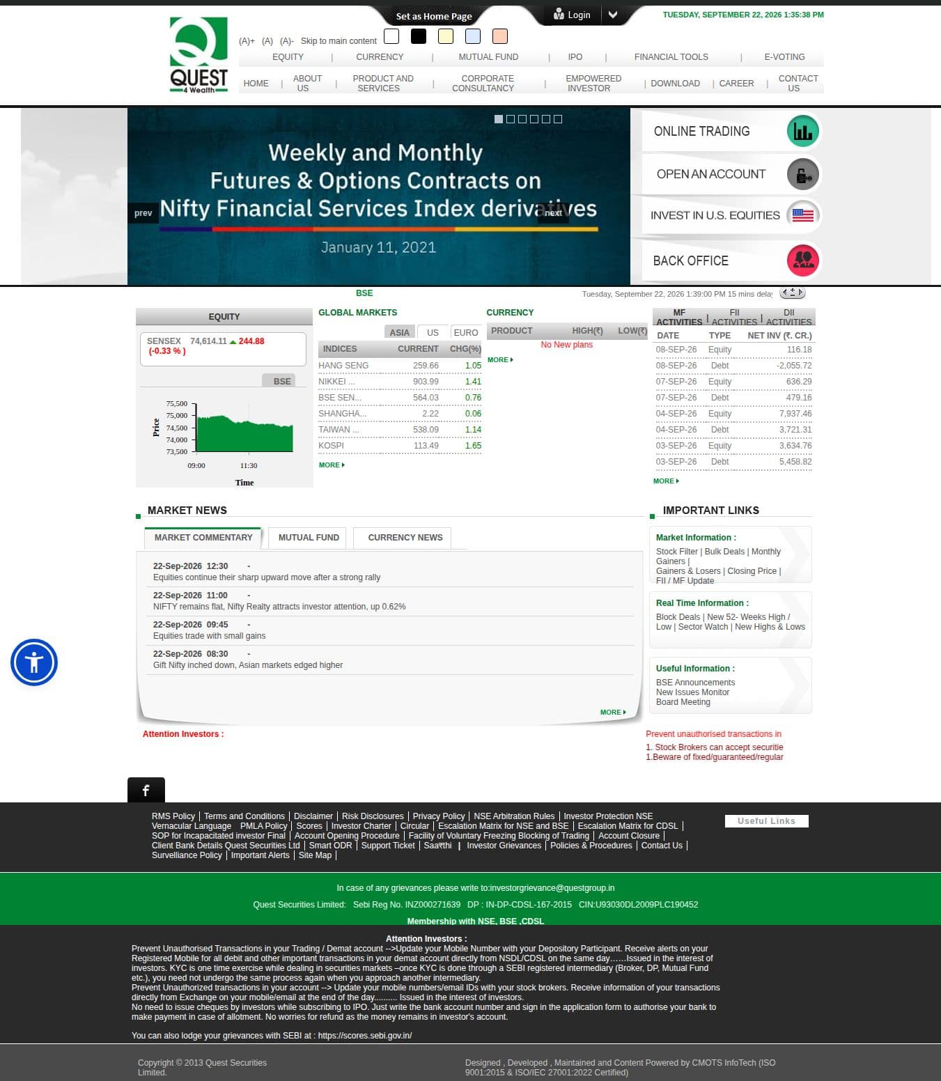 Homepage of questgroup.in as we captured it