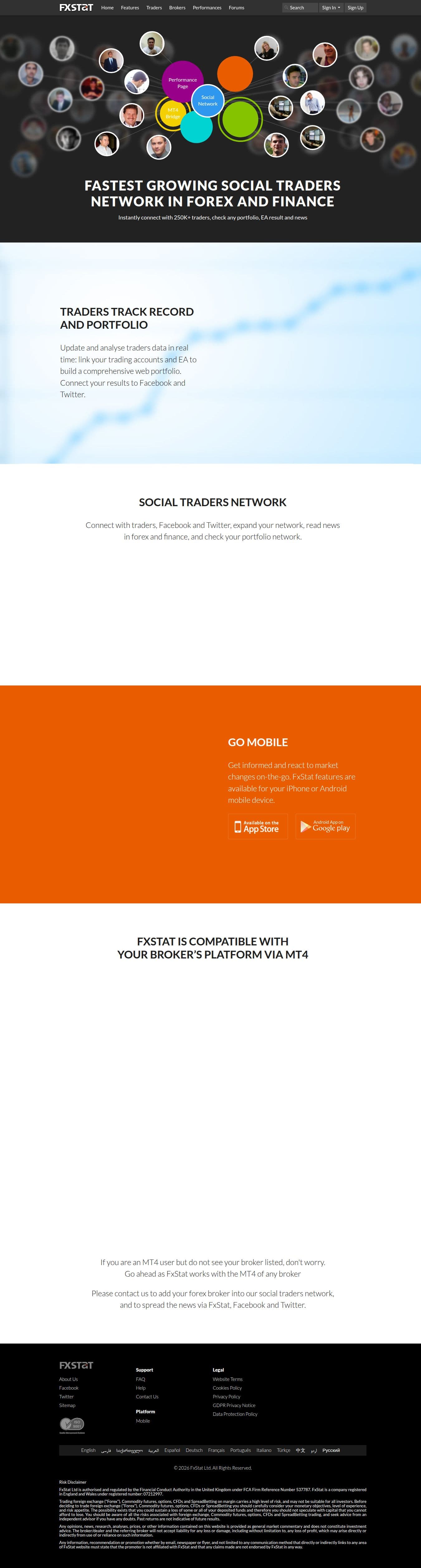 Homepage of fxstat.com as we captured it