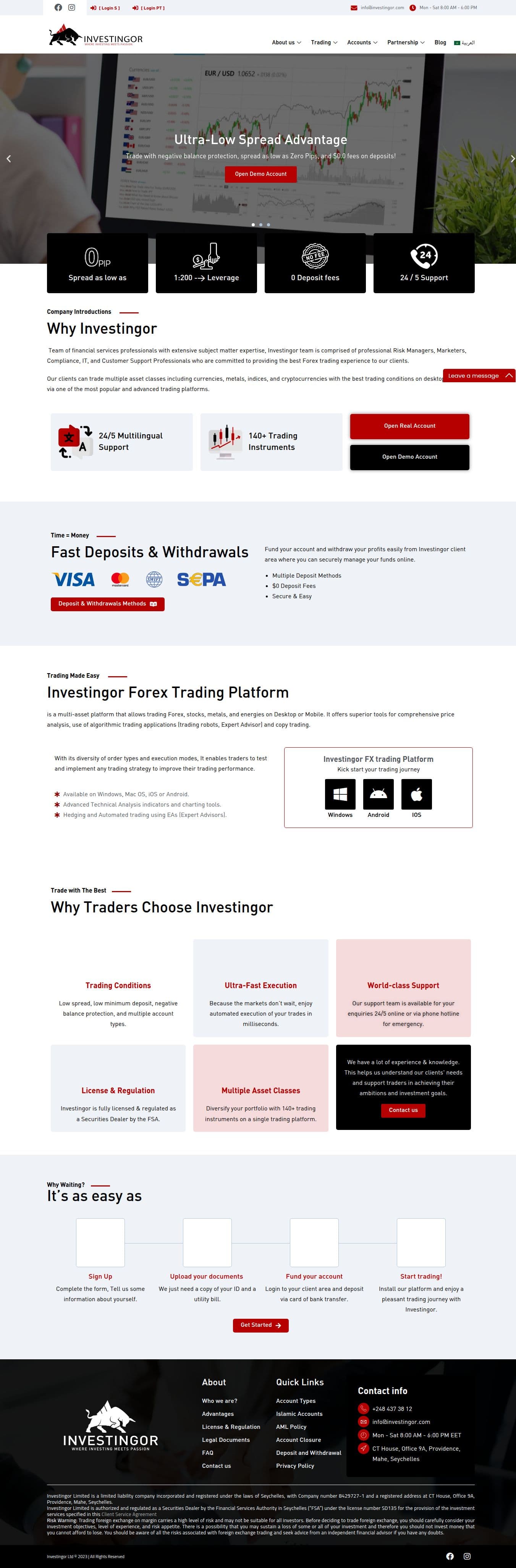 Homepage of investingor.com as we captured it