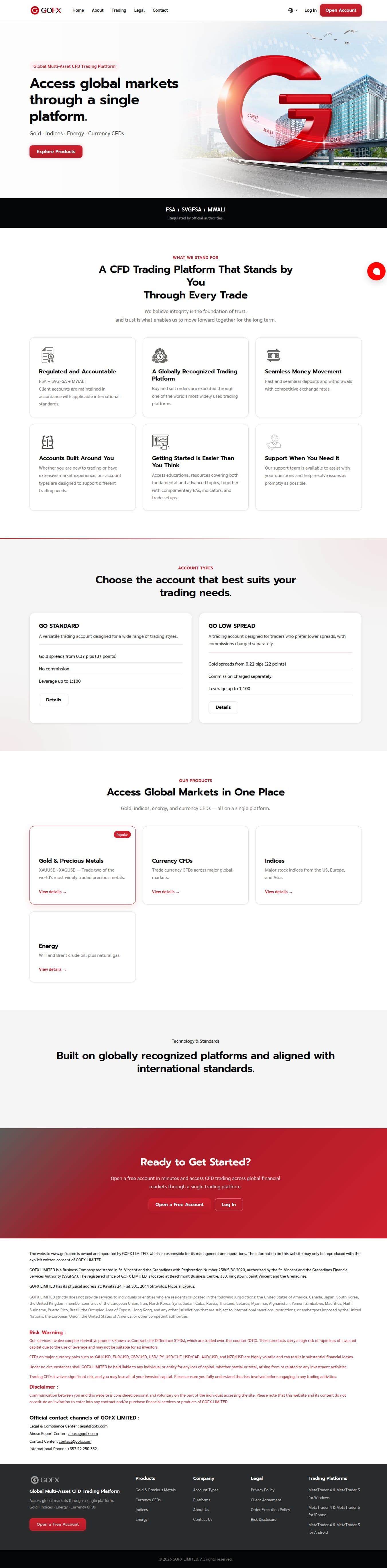 Homepage of gofx.com as we captured it