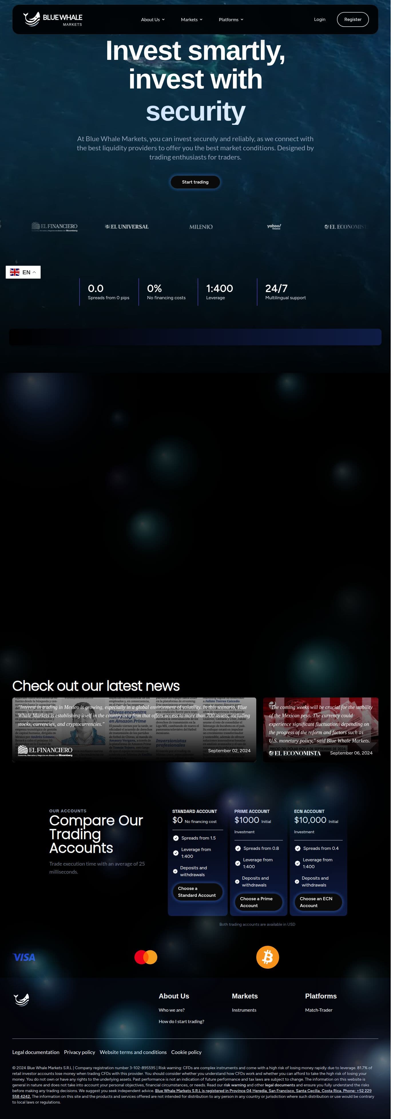 Homepage of bluewhalemarkets.com as we captured it