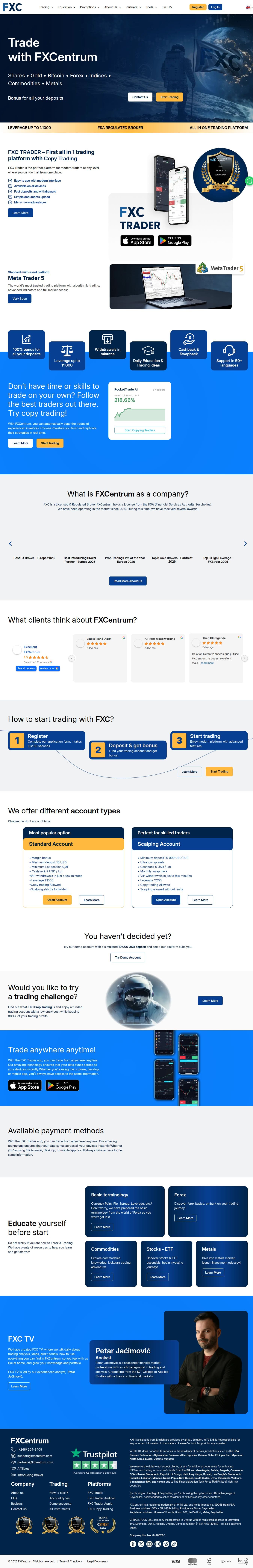 Homepage of fxcentrum.com as we captured it
