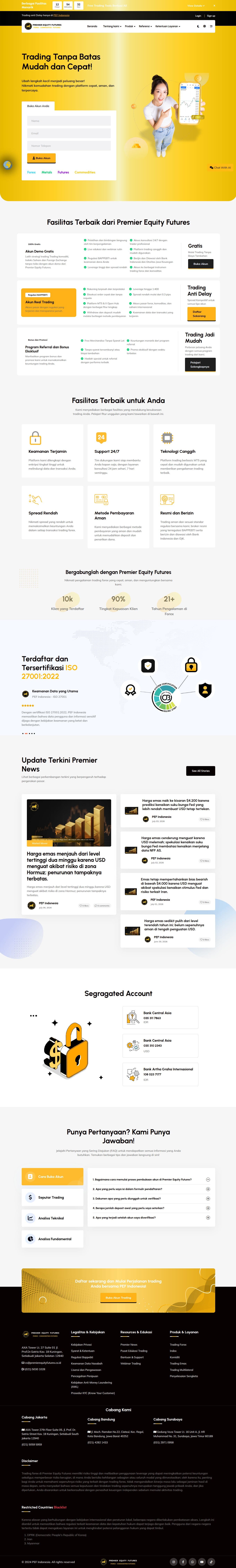 Homepage of premierequityfutures.com as we captured it