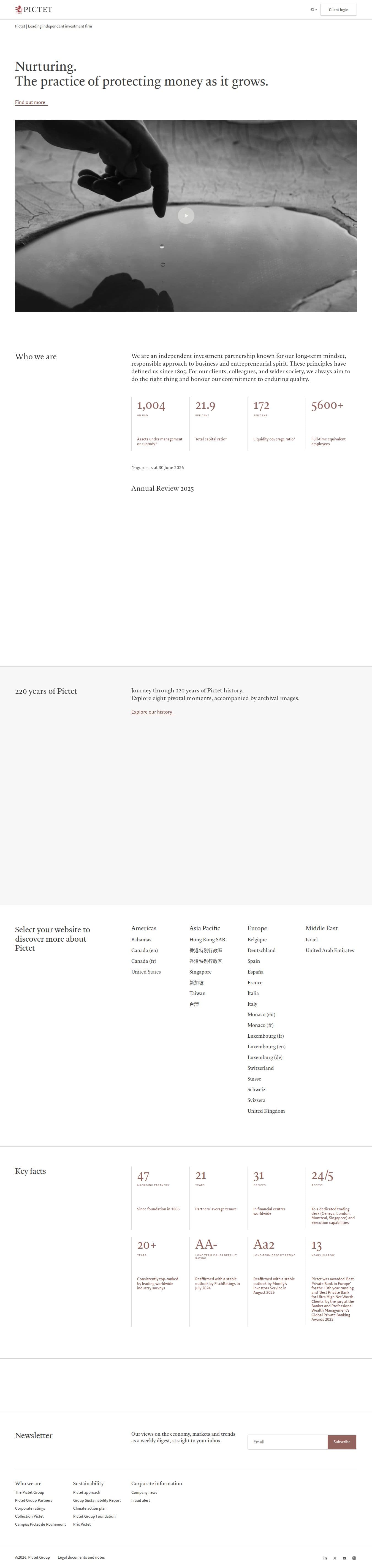 Homepage of pictet.com as we captured it