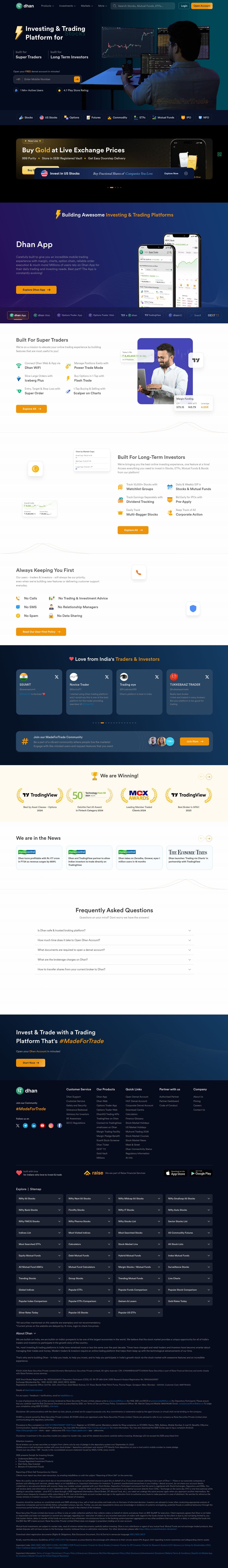 Homepage of dhan.co as we captured it