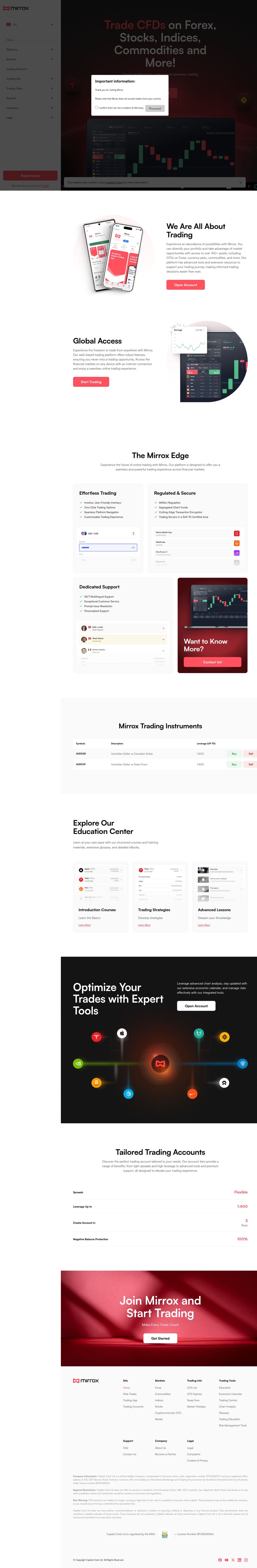 Homepage of mirrox.com as we captured it