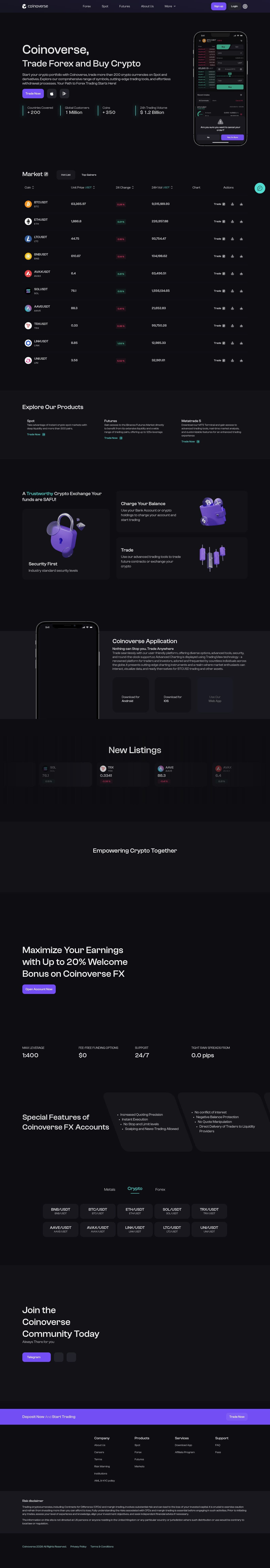 Homepage of coinoverse.com as we captured it