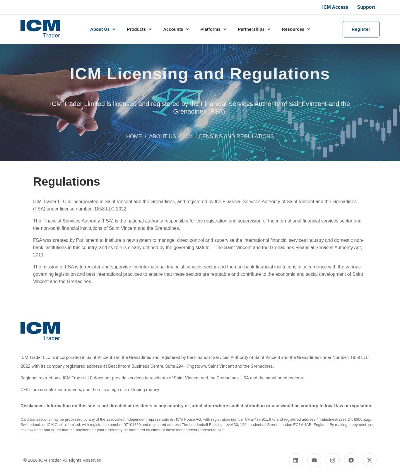 Homepage of icmtrader.com as we captured it