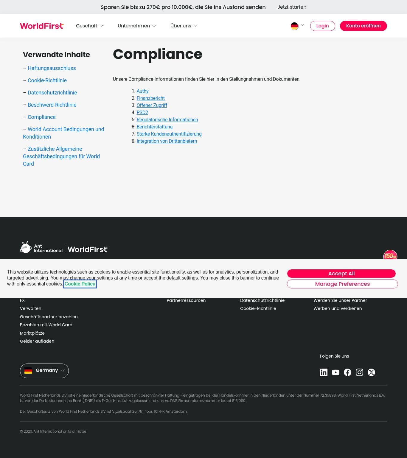Homepage of worldfirst.com as we captured it