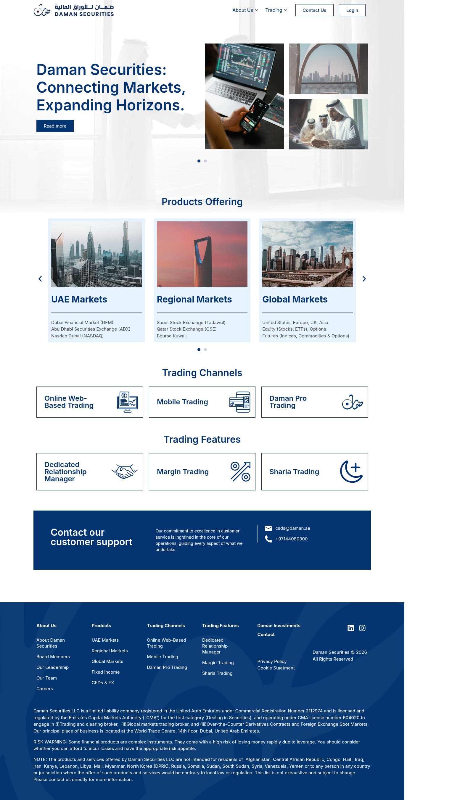 Homepage of damansecurities.com as we captured it