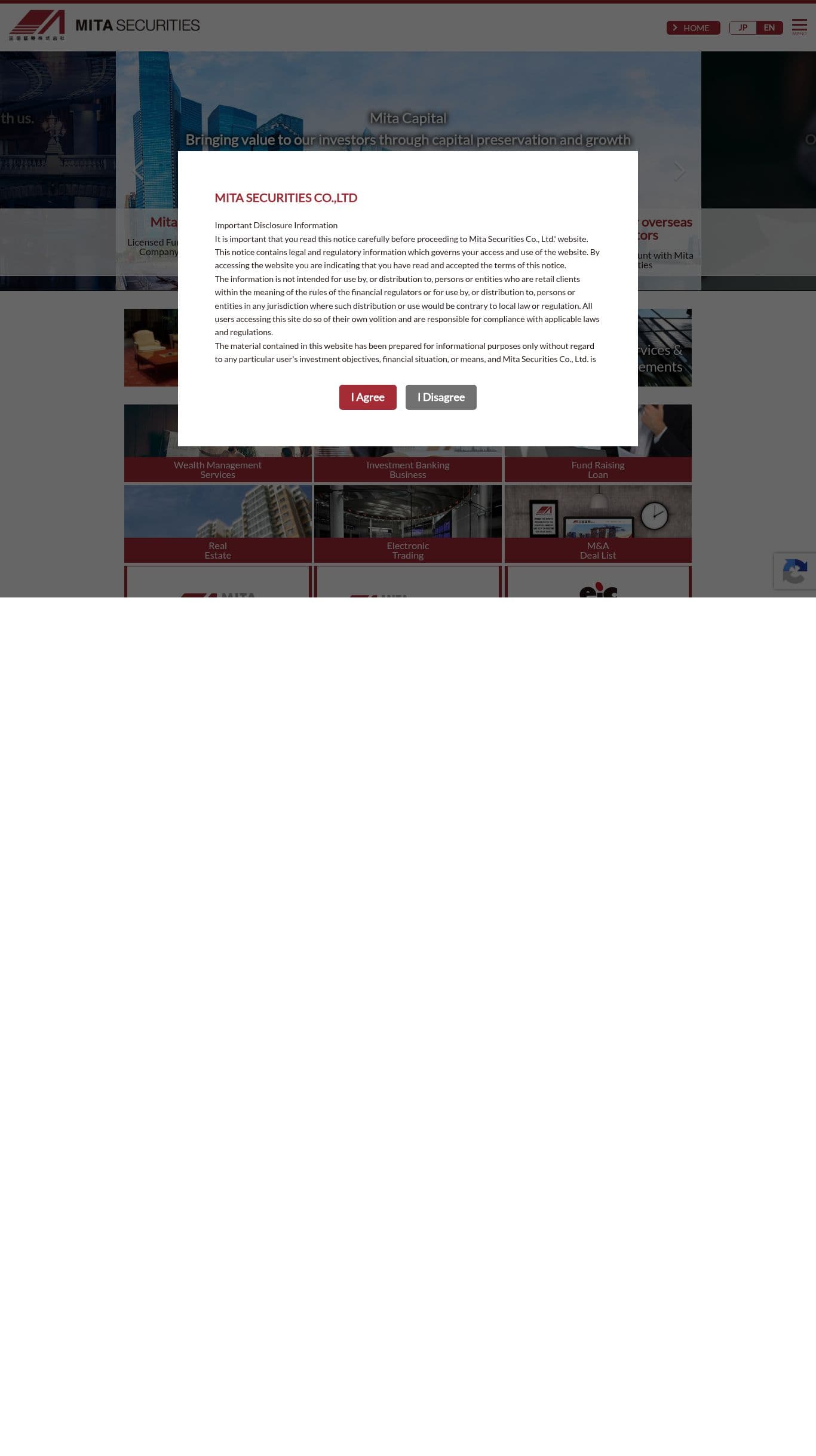 Homepage of mitasec.com as we captured it