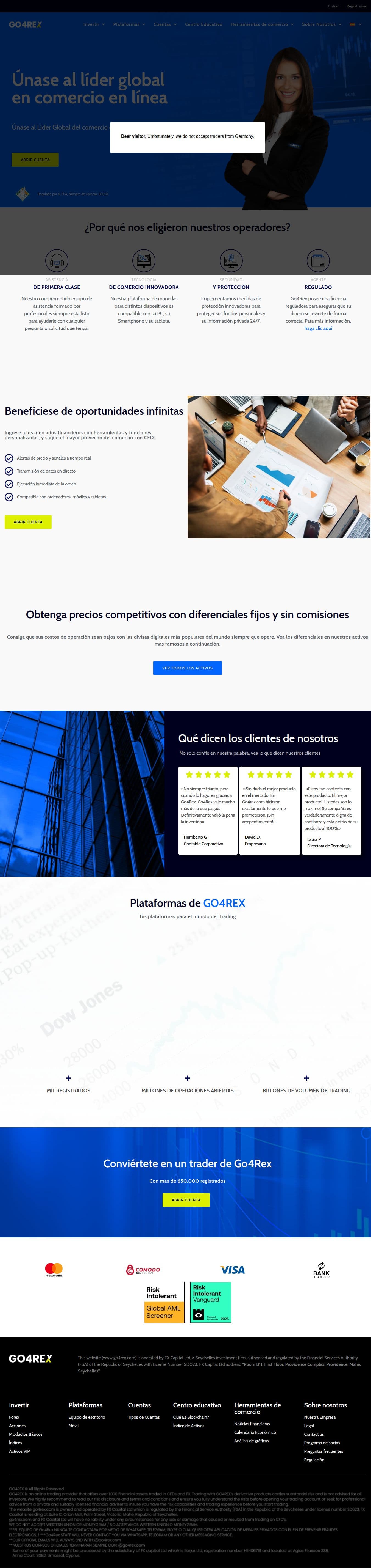 Homepage of go4rex.com as we captured it